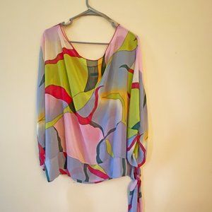 B&Lu Abstract Scarf Print Top Plus Size 1X (Please read description)